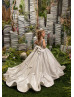 Ivory Sequined Floor Length Flower Girl Dress